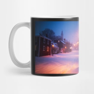 Old Town Marblehead Snowstorm Looking up at Abbot Hall Mug